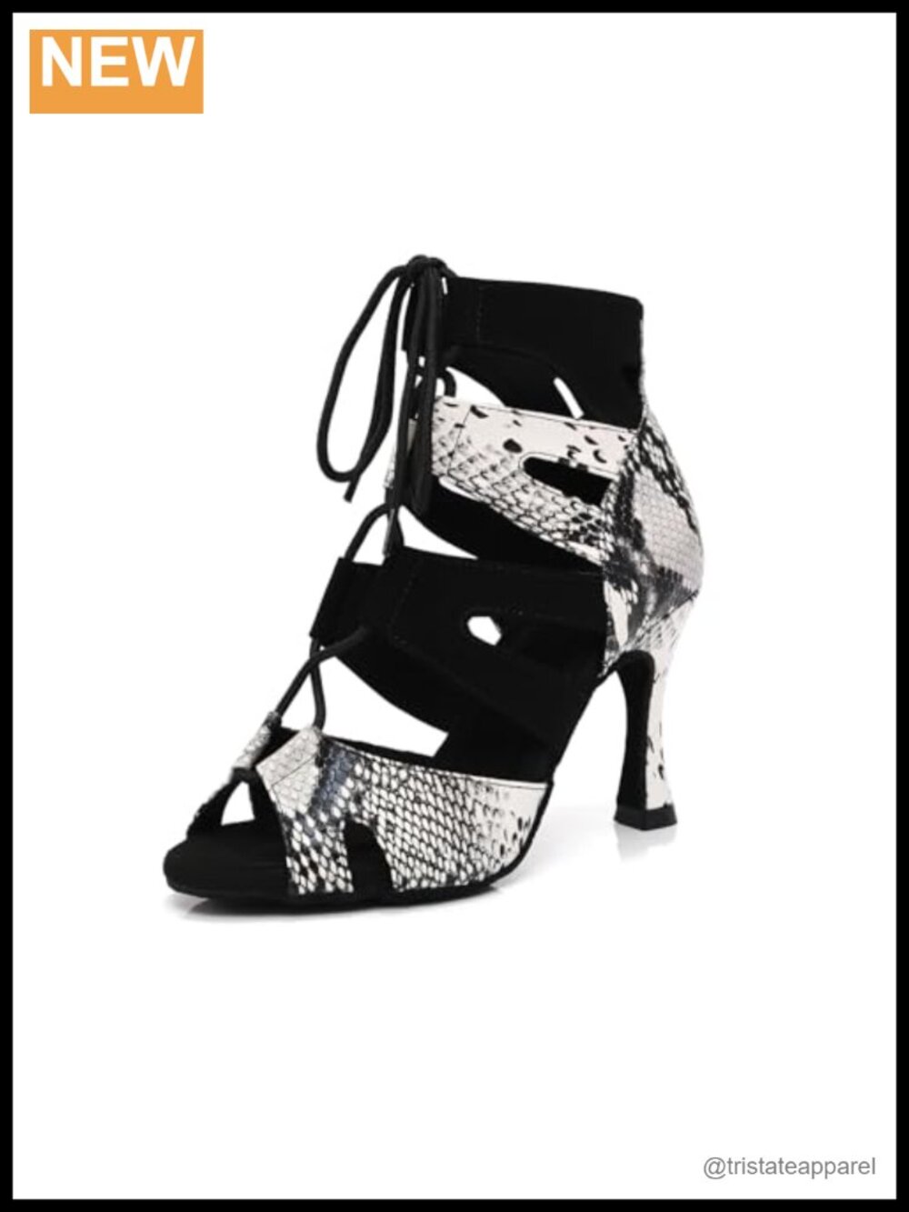 Women's Latin Dance Boots Open Toe Lace Up High Heel Suede Sole Sandals